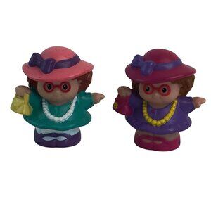 Fisher Price Little People Maggie Figures Lot of 2 Shopper Green & Purple Dress